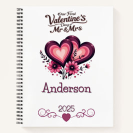 Custom Unser erster Valentinstag Mr. & Mrs. Notizbuch