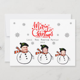 Custom Upload Foto Snowmen vor Weihnachten Mitteilungskarte