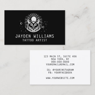 Custom Upload Image Black & White Tattoo Artist Visitenkarte
