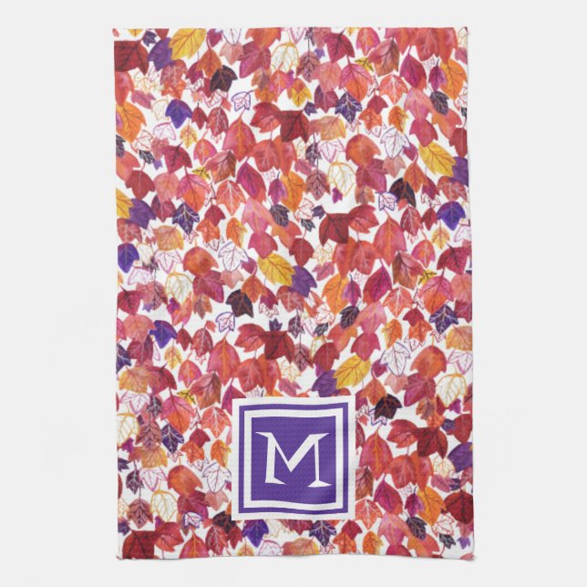 CUSTOM Ursprüngliche Fallende Blätter Wasserfarben Geschirrtuch (Vertikal)