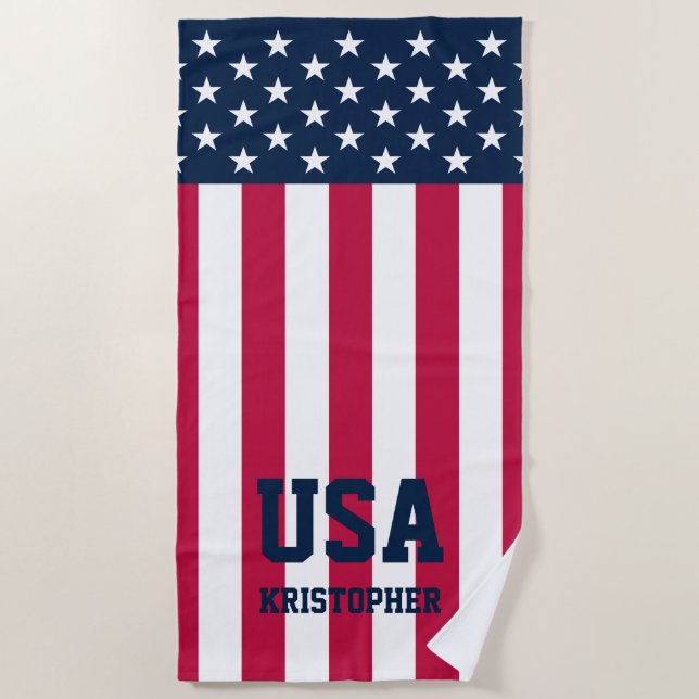 Custom US Flagge American Flag Beach Handtuch (Vorderseite)