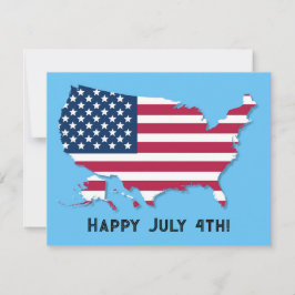 Custom US Map Flag Red White Blue Happy 4. Juli Feiertagskarte