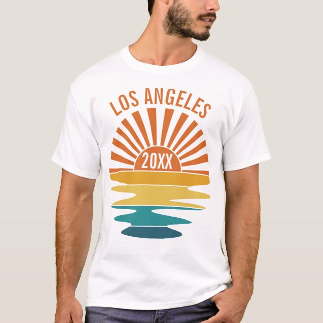 Custom USA City Staat Geography Retro Souvenir T-Shirt (Vorderseite)