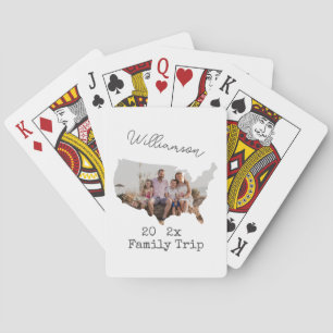 Custom USA Map Kontur Vacation Family Foto Spielkarten