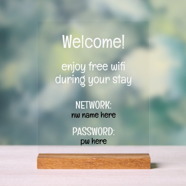 Custom Vacation Rentals Zuhause Wifi Anleitung Acrylschild (Neutral)