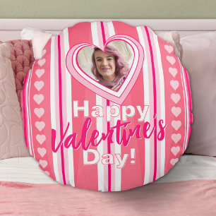 Custom Valentine Day Stripes Rundes Kissen
