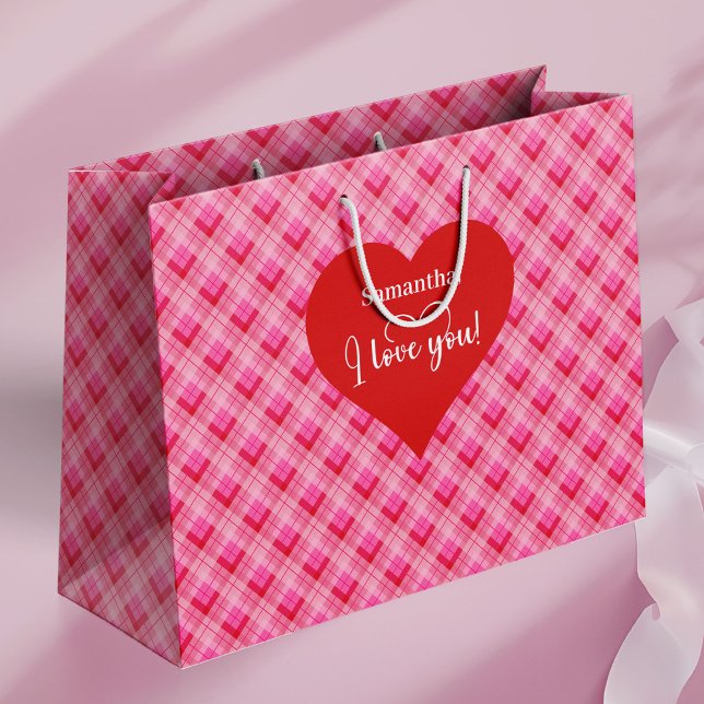 Custom Valentine Gift Bag I Love You Love Hearts Große Geschenktüte (Custom Valentine Gift Bag I Love You Love Hearts)