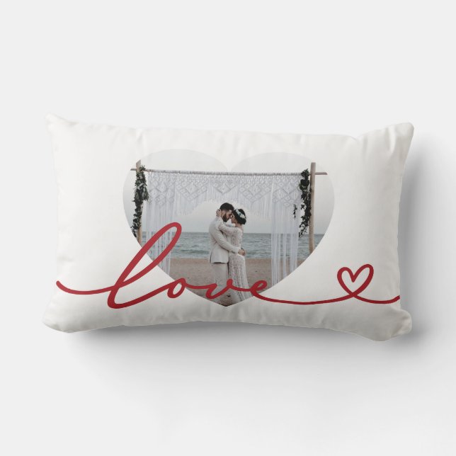 Custom Valentine Heart Photo Lendenkissen (Rückseite)