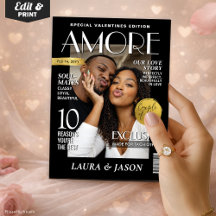 Custom Valentine Magazine Cover, Modern Couple