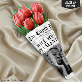 Custom Valentine Newspaper Flower Bouquet Gift  Geschenkpapier Set