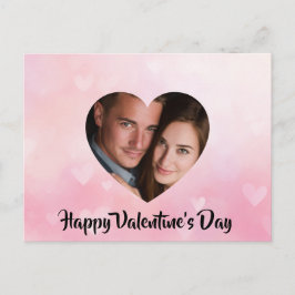 Custom Valentine’s Day Heart-Shaped Photo Card Feiertagspostkarte