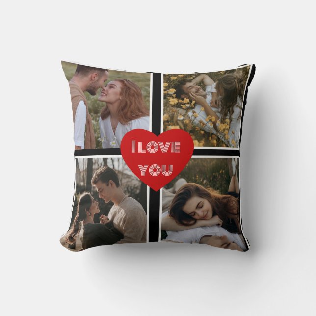 Custom Valentine's Day Foto Collage Pillow Kissen (Vorderseite)