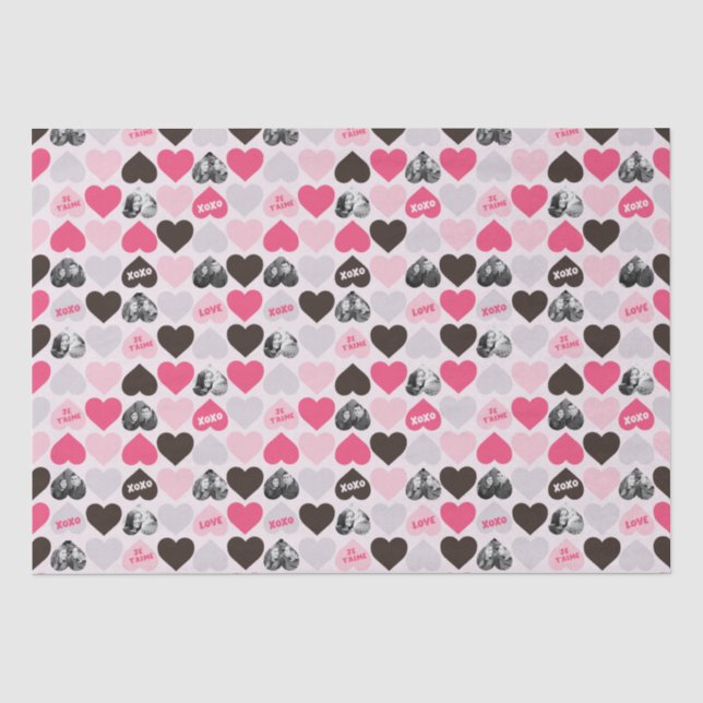 Custom Valentine's Day Heart Foto Collage Seidenpapier (Vorderseite)