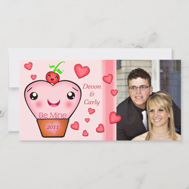 Custom Valentine's Day Kawaii Carte photo (Devant)