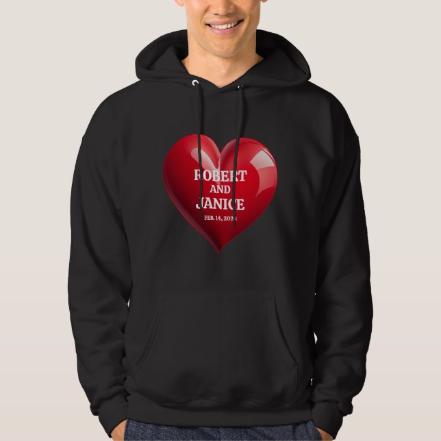 Custom valentines day personalize heart gift hoodie (Vorderseite)