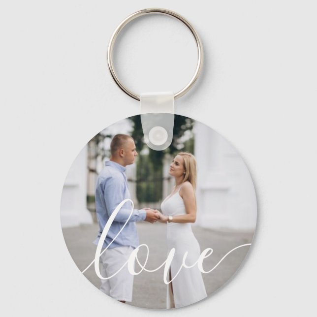 Custom Valentine's Day Photo Love Script Schlüsselanhänger (Rückseite)