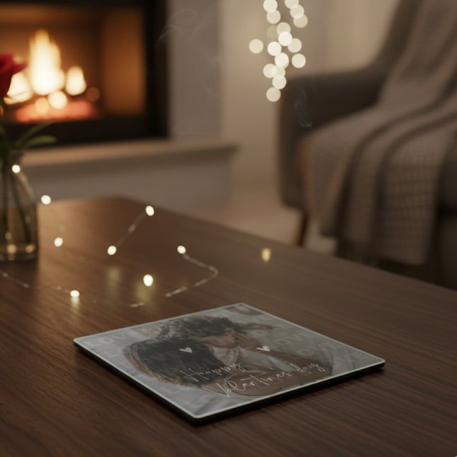 Custom Valentine's Day Romantic Couple Foto Glasuntersetzer (Von Creator hochgeladen)