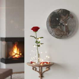 Custom Valentine's Day Romantic Couple Foto Runde Wanduhr