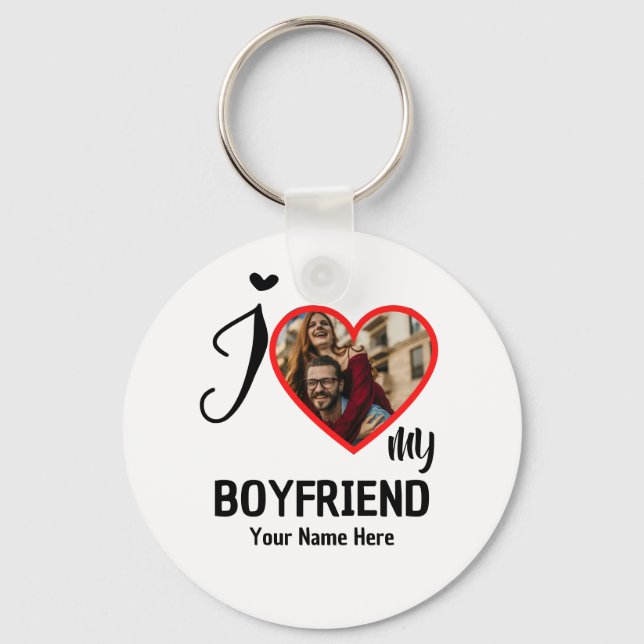 Custom Valentines Herz Foto I Liebe Mein Freund Schlüsselanhänger (Vorderseite)