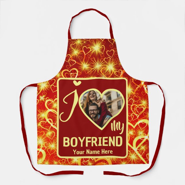 Custom Valentines Herz Foto I Liebe Mein Freund Schürze (Vorderseite)