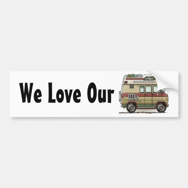 Custom Van Camper RV Bumper Sticker (Devant)
