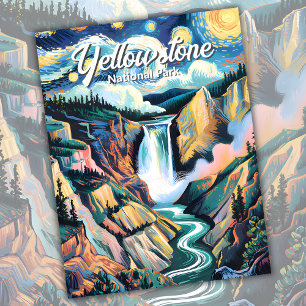 Custom Van Gogh Yellowstone Lower Falls farbig Postkarte