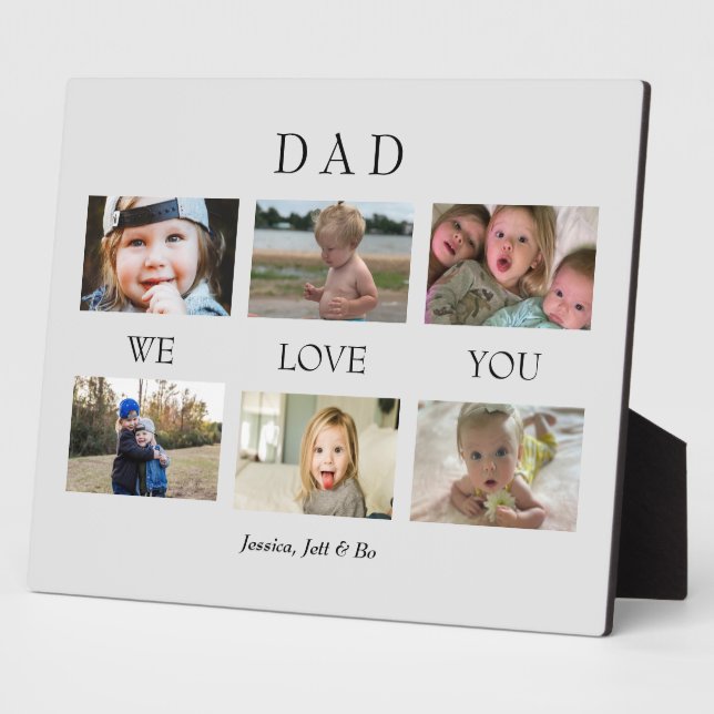 Custom Vater Wir Liebe Sie B/W Foto Gray Collage P Fotoplatte (Seite)
