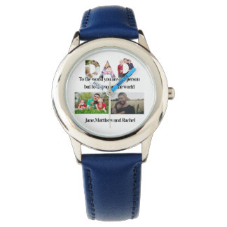 Custom Vatertag 5 Foto Collage Armbanduhr