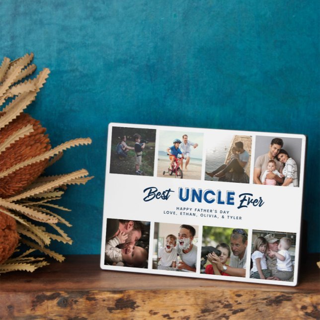 Custom Vatertag Foto Collage Beste Onkel je Fotoplatte (Easily personalize this Best Uncle Ever photo collage for a special Father's Day gift he'll love)