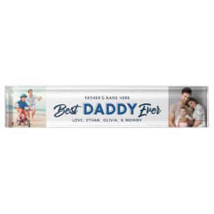Custom Vatertag Foto Collage Bester Papa je Namensplakette