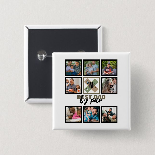 Custom Vathday Best Vater Par 8 FotoCollage Button (Vorne & Hinten)