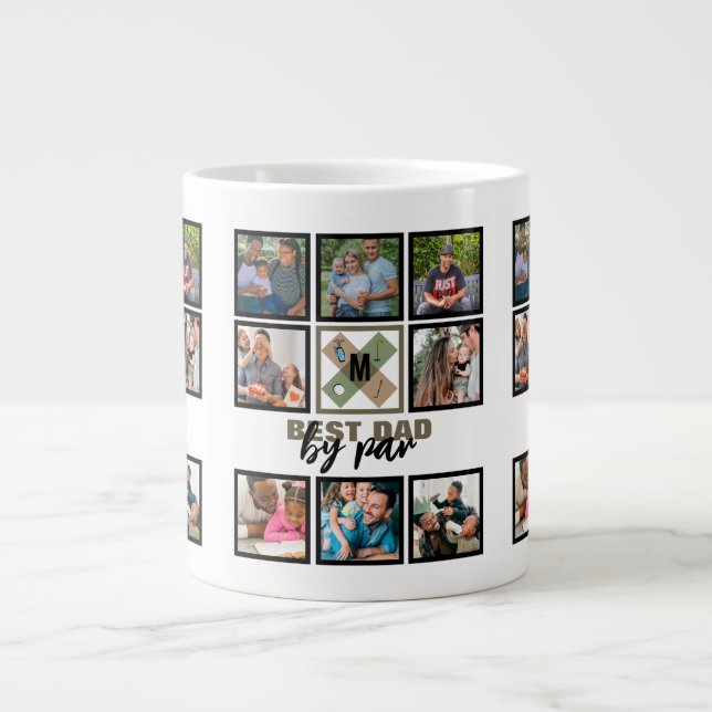 Custom Vathday Best Vater Par 8 FotoCollage Jumbo-Tasse (Vorderseite)