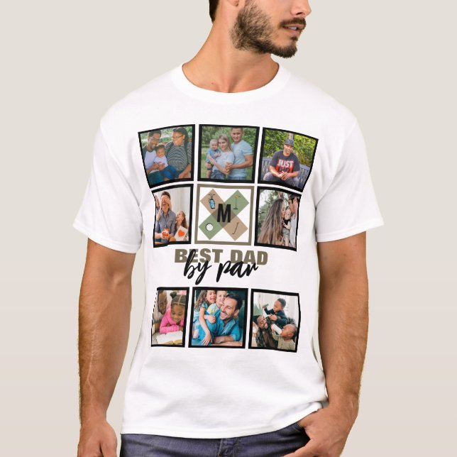 Custom Vathday Best Vater Par 8 FotoCollage T-Shirt (Vorderseite)