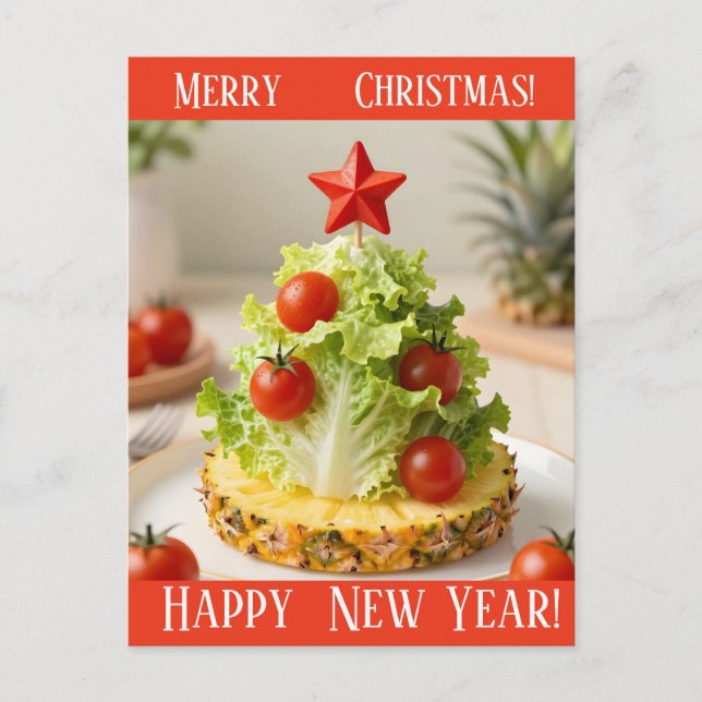 Custom Vegetables Christmas Tree, Lettuce Leaves  Postkarte (Vorderseite)