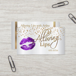 Custom - Verführerisch Lips Gold Confetti & Lila Visitenkarte