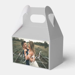 Custom Verlobung Foto Grau Silver Favor Box Geschenkschachtel