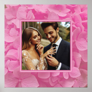 Custom Verlobung & Wedding Pink Floral Foto Poster