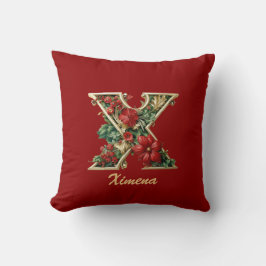 Custom Verziert Monogram X Christmas Red Gold Thre Kissen