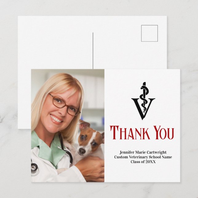 Custom Veterinarian Foto Veterinary Vielen Dank Postkarte (Vorne/Hinten)