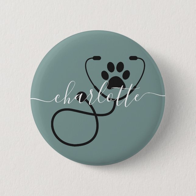 Custom Veterinarian Veterinary Tech Vet Assistant Button (Vorderseite)
