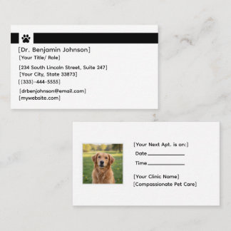 Custom Veterinary Appointment Card | Photo & Logo Visitenkarte