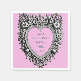 Custom Victorian Scroll Frame ANNIVERSARY – pink Serviette