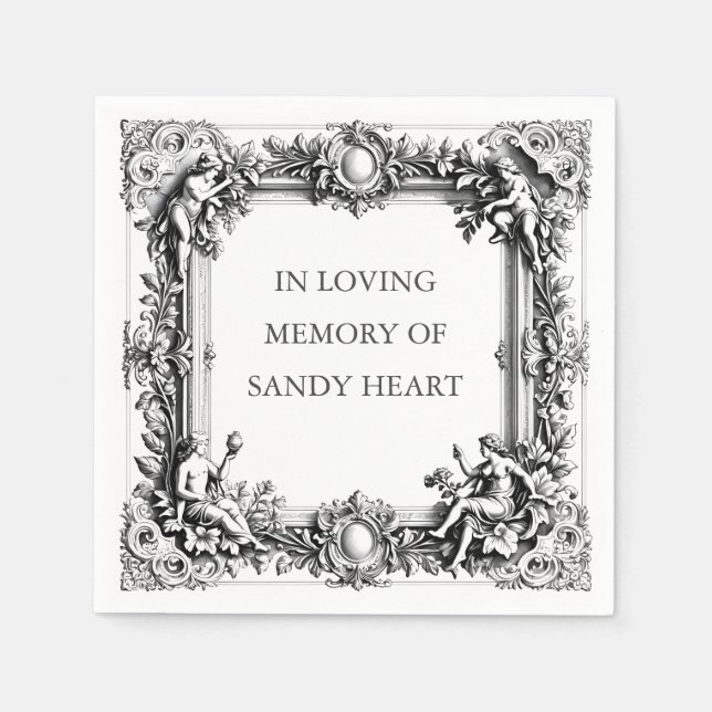 Custom Victorian Scroll Frame – Elegant funeral Serviette (Vorderseite)
