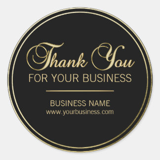 Custom Vielen Dank für Ihr Business Gold Black Runder Aufkleber
