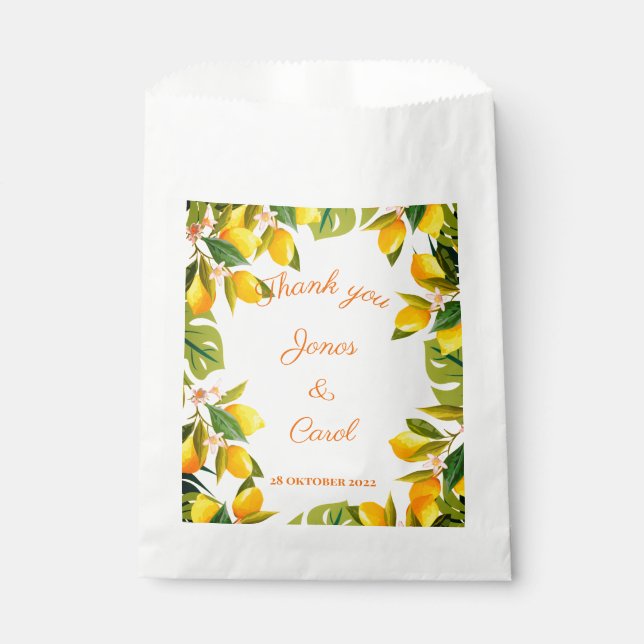 Custom Vielen Dank Hochzeit Aquarellenmonade Geschenktütchen (Vorderseite)