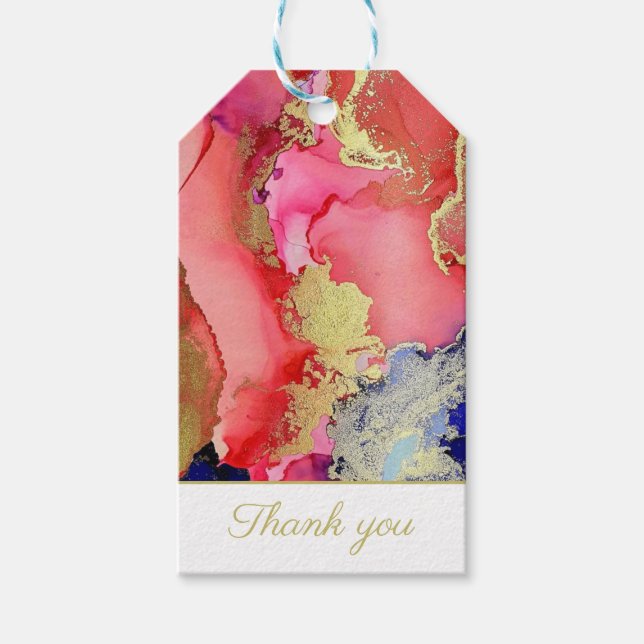 Custom Vielen Dank Red Gold Blue Geschenkanhänger (Vorderseite)