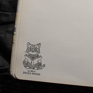 Custom Vintag Cat Ex Libris Gummistempel
