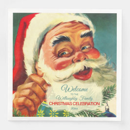 Custom Vintag Jolly Santa Claus Face Napkins Serviette