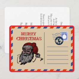Custom Vintag Retro Santa Red Weihnachtsgrüße Feiertagskarte