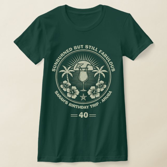 Custom Vintag Tropical Birthday Trip T-Shirt (Ablage )